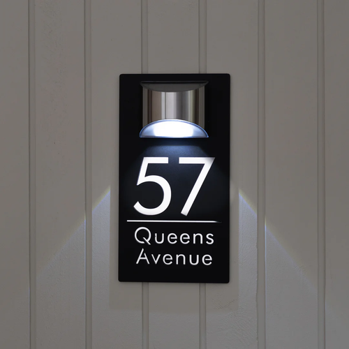 TheHiddenGoods™ Personalized Solar-Powered Modern House Plaque