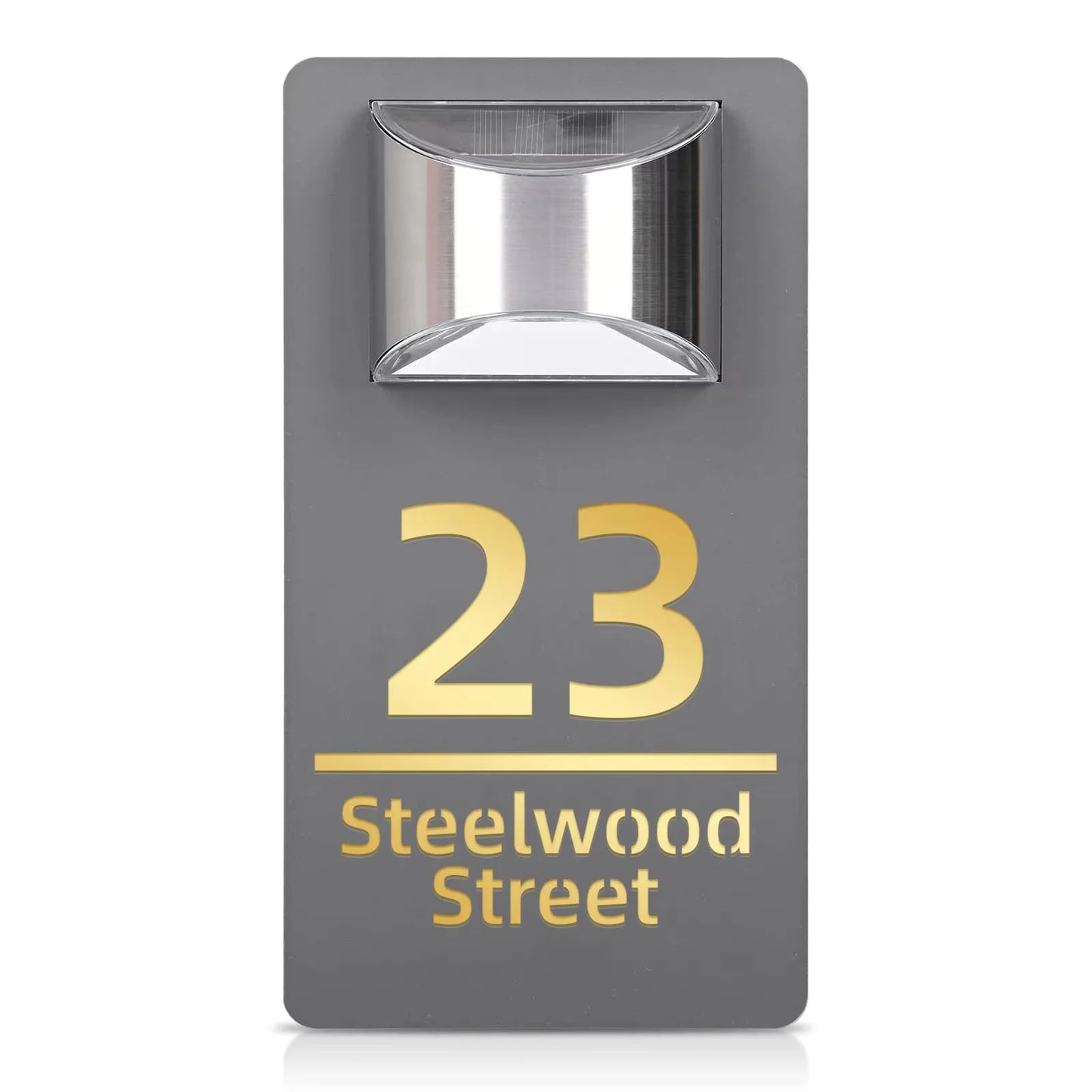 TheHiddenGoods™ Personalized Solar-Powered Modern House Plaque