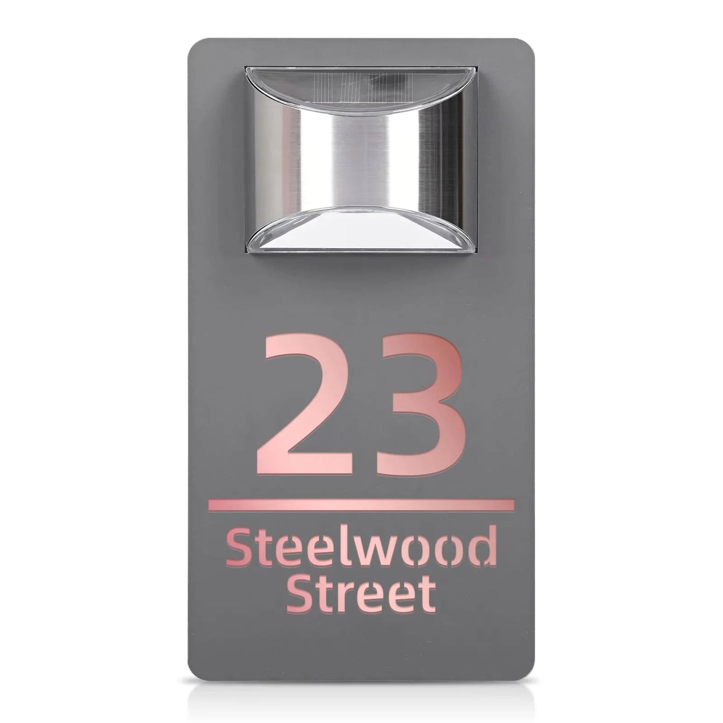 TheHiddenGoods™ Personalized Solar-Powered Modern House Plaque