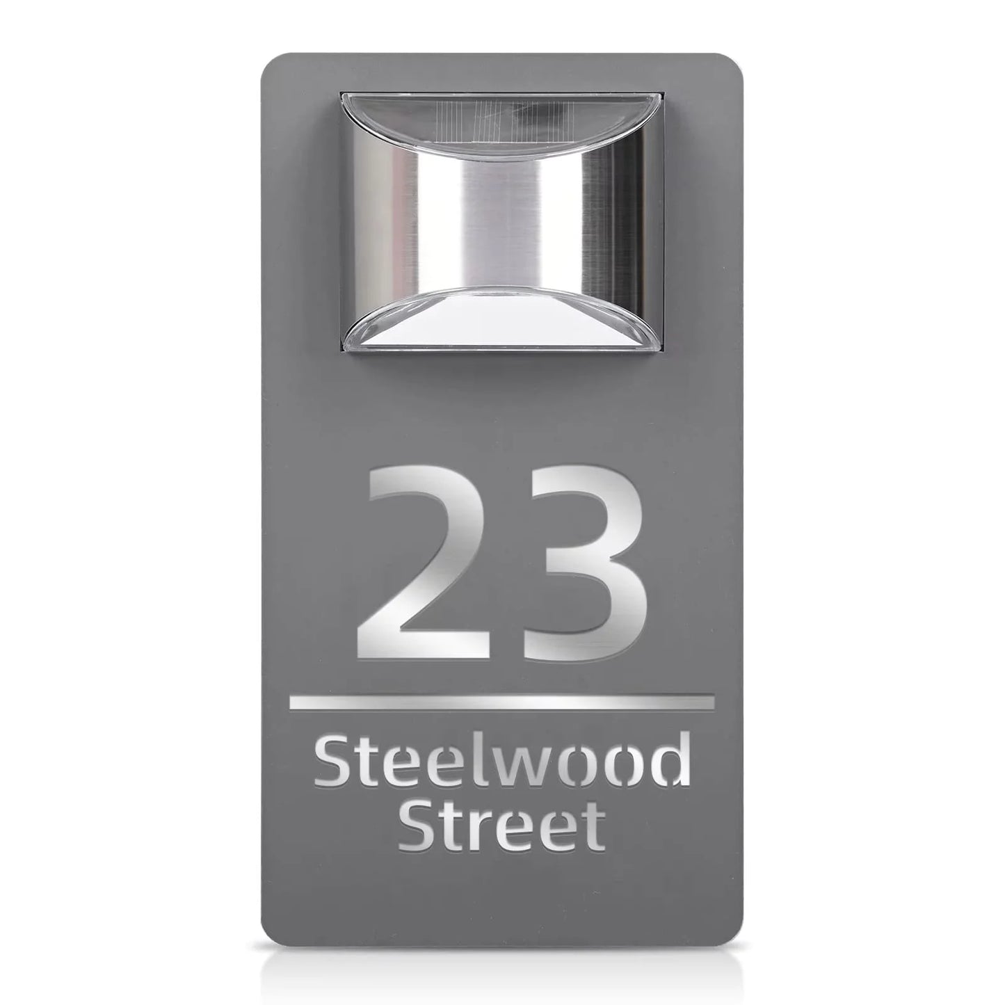 TheHiddenGoods™ Personalized Solar-Powered Modern House Plaque