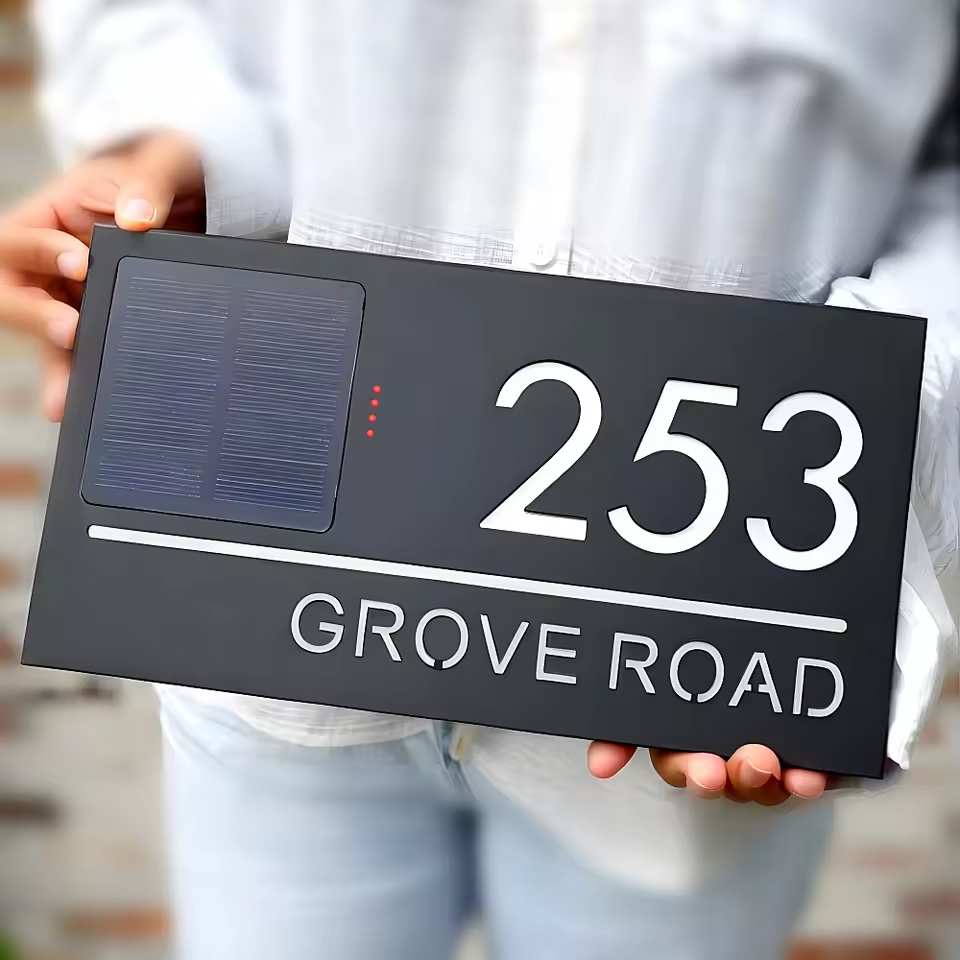 TheHiddenGoods™ Solar-Powered LED House Plaque