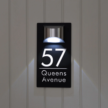 TheHiddenGoods™ Personalized Solar-Powered Modern House Plaque