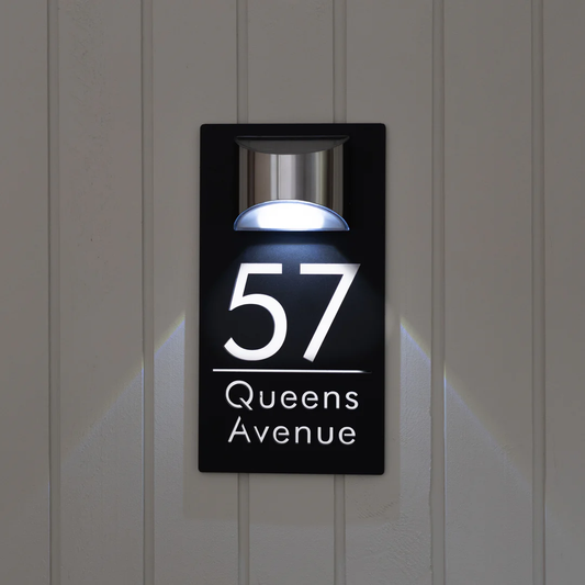 TheHiddenGoods™ Personalized Solar-Powered Modern House Plaque
