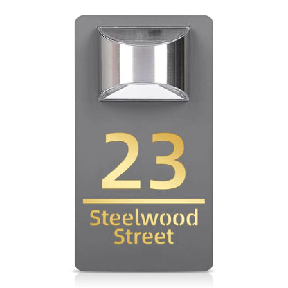 TheHiddenGoods™ Personalized Solar-Powered Modern House Plaque