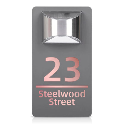 TheHiddenGoods™ Personalized Solar-Powered Modern House Plaque